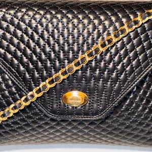 Authentic Bally Leather Quilted Crossbody Handbag/Purse Gold Chainstrap Mint